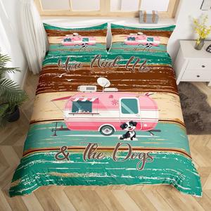 Erosebridal Комплект постельного белья Happy Camping для детей и подростков в стиле фермерского дома с принтом собаки, Multi 15