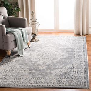 Ковер SAFAVIEH, 92 x 153 см, Isabella Collection, Grey & Light Grey, Oriental Design, Non-Shedding & Easy Care, идеален для помещений с высокой проходимостью: прихожая, гостиная, спальня (ISA921F)
