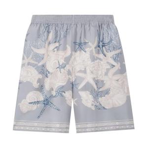 Шорты Versace Printed Silk Twill Shorts, серый