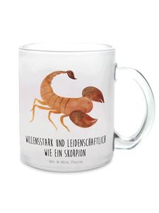 Кружка со знаком зодиака Скорпион с надписью на прозрачном фоне Mr. & Mrs. Panda