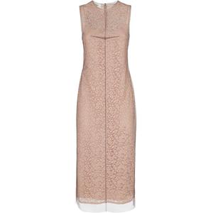 Цветочное кружево с детализацией на рукавах без рукавов миди-платье FENDI, розовый