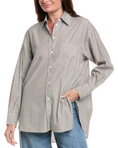 Rag & bone Max Полоска Boyfriend Рубашка, серый