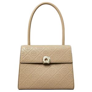 T Monogram Кожаная Сумка на Одно Плечо Трампет Женская Глиняно-Серая TORY BURCH