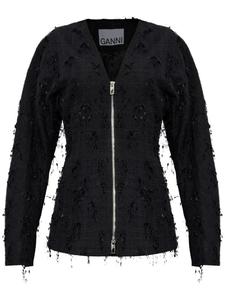 Твидовый блейзер GANNI, черный