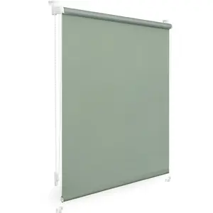 LICHTBLICK ORIGINAL рулонная штора с боковой тягой «Uni Rollo», затемнение, затемнение энергосберегающее, без сверления, натяжное, с зажимной опорой и цветным покрытием - для окон и дверей, Klemmfix, цвет salbei + weiß