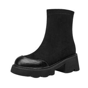 GUDIANFENGDU Женские черные угги на меху, цвет Black (Fleece-Lined)