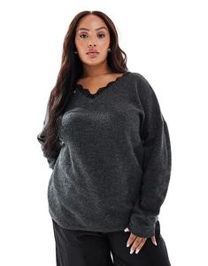 Двусторонний джемпер ONLY Curve темно-серого цвета