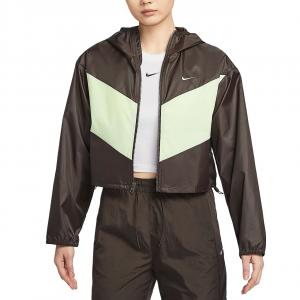 Nike Женская куртка спортивная бархатная, Satin Brown/Light Yellow Green/White