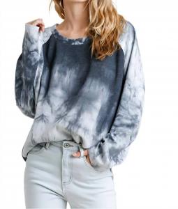 Топ с рукавами реглан и необработанными краями, цвет уголь umgee, цвет charcoal