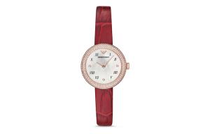 Наручные часы ROSA Collection с кварцевым механизмом, кожаным ремешком, белым циферблатом, женские часы EMPORIO ARMANI, красные