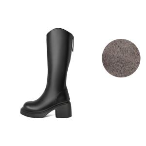 Ботфорды женские черные BELLE, высота каблука 6,5 см, без подкладки