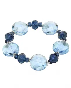 Серебряный граненый эластичный браслет 2028, blue