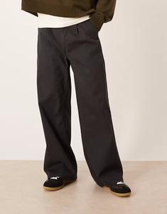 Свободные брюки-чинос черного цвета со складками Asos Design