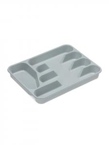 Набор из 2 предметов: Лоток для столовых приборов, серый - (Ш)25 x (В)4 x (Г)33 см relaxdays