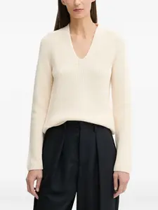 Свитер с V-образным вырезом Marc O'Polo, бежевый