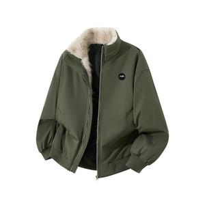 Пуховик Unisex Stand Collar Thickened WARRIOR, army зеленый (diy badge)