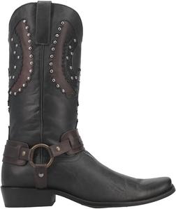 Мужские повседневные сапоги Dingo War Eagle с заклепками, с квадратным носком, средней длины, черные