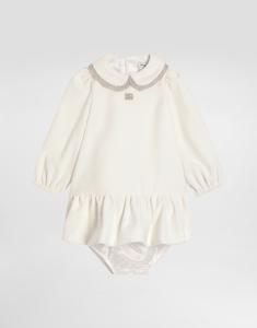 Платье из гладкого бархата с кюлотами DOLCE & GABBANA, белый