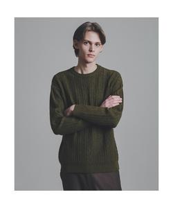 Пуловер с круглым вырезом и арановым меланжевым узором Abahouse Lastword, цвет Lime