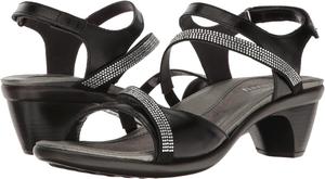 Босоножки Innovate Naot, цвет Black Madras Leather/Black Microfiber/Clear Rhinestones