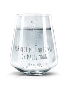 Стакан для питья Flamingo Yoga с надписью на прозрачном фоне Mr. & Mrs. Panda