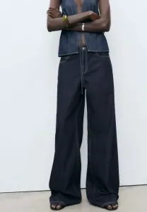 Джинсы с низкой посадкой, широкого кроя, свободного кроя Mango, Blue