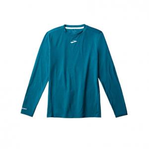 Brooks Мужская футболка с круглым вырезом, синего цвета, умеренно прямого кроя