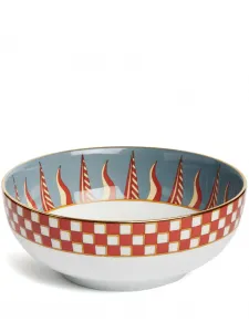 Глубокая тарелка с геометричным принтом, 10х25 см, La Doublej, серый