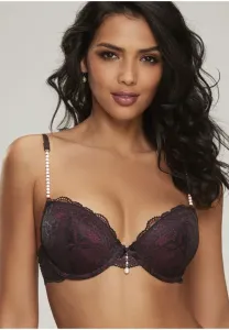 Сексуальный бюстгальтер пуш-ап с жемчужным эффектом Lascana, Black/Eggplant