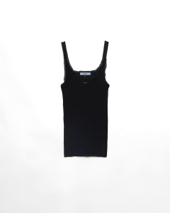 Топ из ребристого хлопка Prada, черный