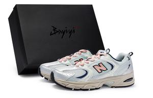 New Balance 530 Амортизирующие Противоскользящие Дышащие Низкие Беговые Кроссовки Унисекс Серый Серебристый Телесный Розовый