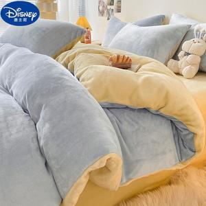 Disney Пододеяльник из молочного вельвета 180х220 см, двусторонний, утепленный флис, цвет Baby Blue Milkshake Yellow