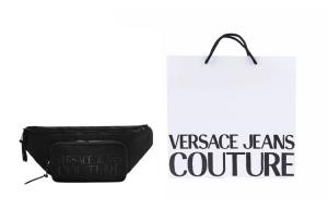Versace Jeans Couture Тканевая сумка через плечо, сумка-слинг, поясная сумка, большая, мужская, черная