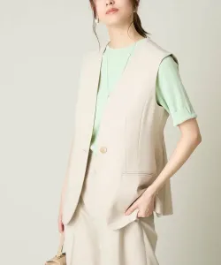 Жилет с эластичной спинкой и баской, пригодный для стирки, эластичный, с защитой от УФ-излучения, выполнен в стиле льна Avv, цвет Beige