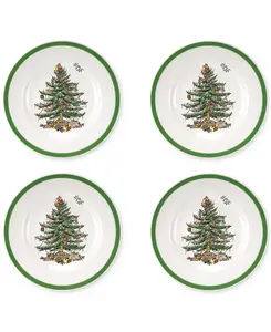 Тарелки для хлеба и масла в виде рождественской елки, набор из 4 шт. Spode, green