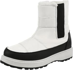 Водонепроницаемые женские ботинки западного стиля с утеплителем, камуфляжные, средней высоты, зимние мягкие ботинки на молнии, рабочие ботинки, водонепроницаемая осенняя обувь для женщин Generic, #A06-White