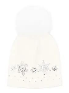 Шапка бини с помпоном Monnalisa, белый