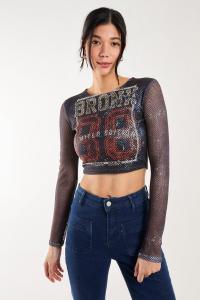 Сетчатый топ с длинными рукавами Athleisure Pink Vanilla, серый