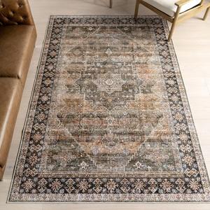 nuLOOM ковер 275 x 290 см с моющейся поверхностью, водонепроницаемый, устойчивый к пятнам, с противоскользящей основой, для гостиной, спальни, кухни, столовой, Purdie Sage Green