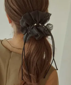 Прозрачная резинка для волос на завязках Goldy, цвет Black