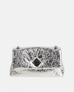 Сумка через плечо из искусственной кожи с металлическим эффектом и клапаном Volum, серебряный