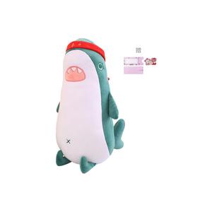 Плюшевая игрушка Struggling Shark Dolls высотой 30см/40см/60см/80см AOLETU, Striving Shark-Green+Puppy Pull-Out Greeting Card