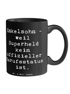 Кружка Внук-герой с надписью Черный Mr. & Mrs. Panda
