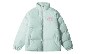 DNBH Пуховик Unisex, Mint Green Pink Text