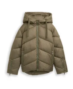 Пуховая куртка с капюшоном Tom Tailor, зеленый
