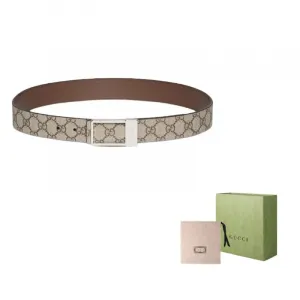 GUCCI Пряжка прямоугольная реверсивный ремень, Beige