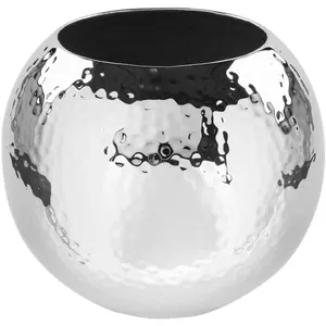 Ваза декоративная из финки «ЛУНА», (1 шт.), шаровая ваза, настольная ваза из металла, с кованой структурой, высота 20 см Fink, цвет silberfarben