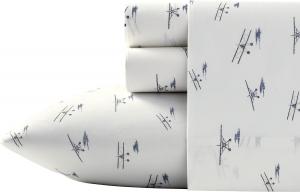 Комплект постельного белья Eddie Bauer - Простыни размера Queen, из хлопкового перкаля, роскошный и свежий (синий цвет морских самолетов, размер Queen), Sea Planes White/Red/Blue