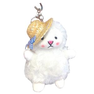 Очаровательная соломенная шляпа плюшевый кулон ягненок высота 13см Dolls and bears dance, синий