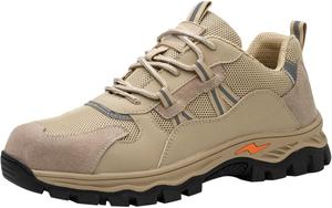 Мужские ботинки с металлическим носком, зимние и осенние, противоскользящие, проколоустойчивые, унисекс, для работы и ходьбы Generic, бежевый